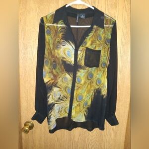 Sheer Peacock Button Down